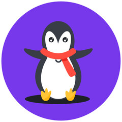 
Seabird icon, penguin in modern flat style 
