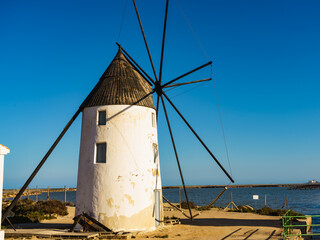 Fototapeta na wymiar Windmill in San Pedro del Pinatar, Spain