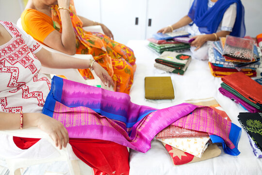 A Businesswoman deals with her client in a small shop