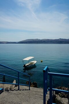 Boat floating on sea