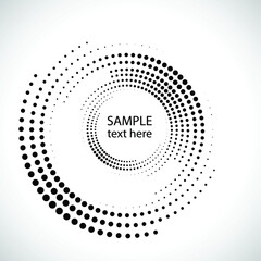 Halftone dots in circle form. round logo . vector dotted frame . Half tone design element