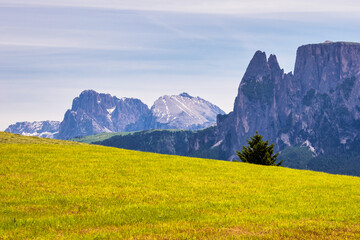 Landscape view of the mountains in South Tyrol, Renon-Ritten region, Italy.