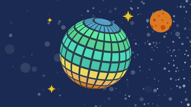 Background with globe. Simple space animation. Vector animation. FullHD