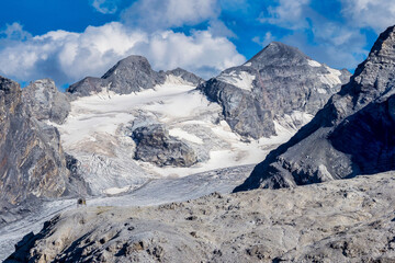Italy, Stelvio National Park. Famous road to Stelvio Pass in Ortler Alps.