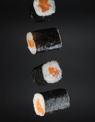 Japanese sushi maki on background. 