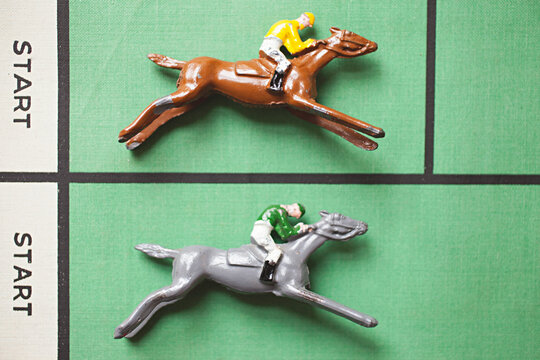 Vintage horse racing game representing Spring racing carnival
