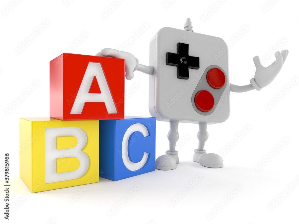 Wall mural gamepad character with toy blocks