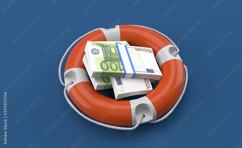 Wall mural euro currency inside life buoy