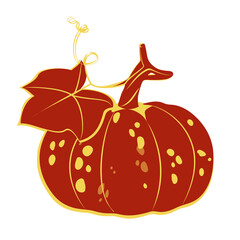 brown pumpkin with leaves