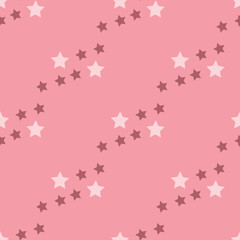 Seamless pattern with discreet pink stars on pink background. Vector image.