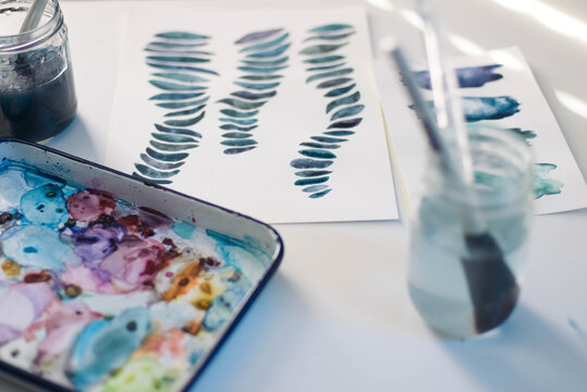 Horizontal Pebble Watercolor and Palette