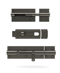 Obraz premium Security deadbolt for armored door on white background, illustration, 3d rendering