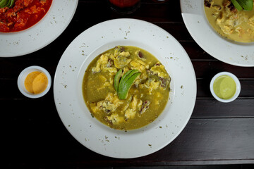 Mexican dish of Aporreadillo in green sauce