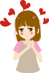 トキメキ、照れる可愛い主婦のイラスト