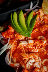 Red Aguachile with shrimp