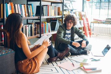 Students Studing in a Library