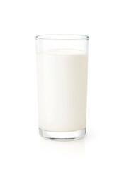 Tall lgalss of fresh milk isolated on white background. clipping path.