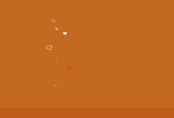 Light Orange vector background with Shining hearts.