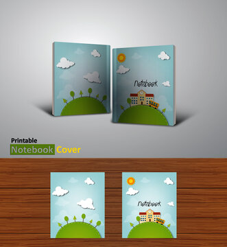 Back to school notebook cover designs with mockups, Ready to print CMYK color modes- textbook design concept