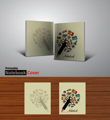 Back to school notebook cover designs with mockups, Ready to print CMYK color modes- textbook design concept