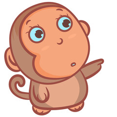 Little monkey cartoon standing scene vector cartoon concept on a white background