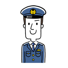 イラスト素材：若い男性警察官