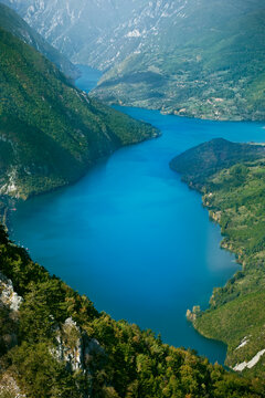 Aerial View of River Drina in Serbia