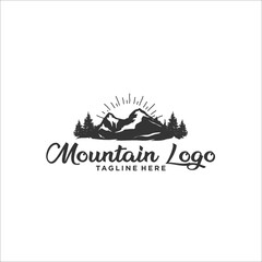 Mountain logo design template silhouette vector icon