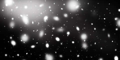 Falling snow on a dark night background. Winter texture, pattern.