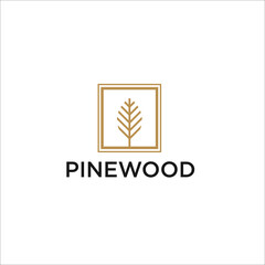 pine logo design silhouette icon vector