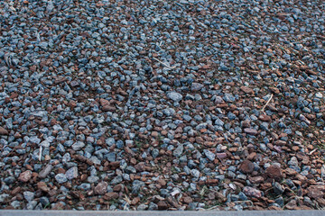 small pebbles in the park on the ground