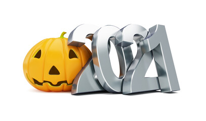 Helloween 2021  on a white background 3D illustration, 3D rendering