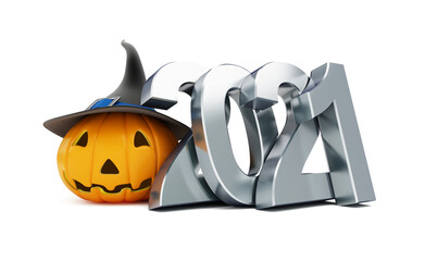 Helloween 2021  on a white background 3D illustration, 3D rendering