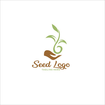 seed logo design silhouette icon vector