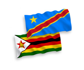 Flags of Zimbabwe and Democratic Republic of the Congo on a white background