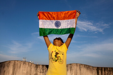 Teenage girl with Indian Flag