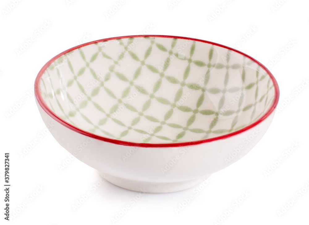 Wall mural colorful handmade ceramic bowl isolated on white background