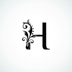 Classy Elegant H Letter Black Flourish Shape Logo