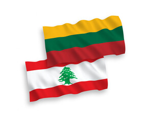 Flags of Lithuania and Lebanon on a white background