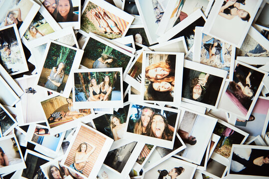 Polaroid images with friends having fun