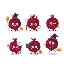 Halloween expression emoticons with cartoon character of beet root