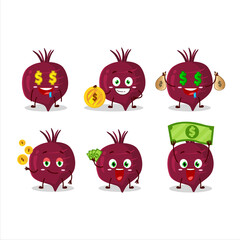 Beet root cartoon character with cute emoticon bring money