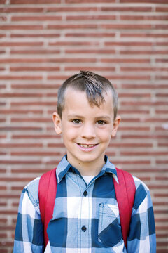 Seven year old boy on his first day of second grade