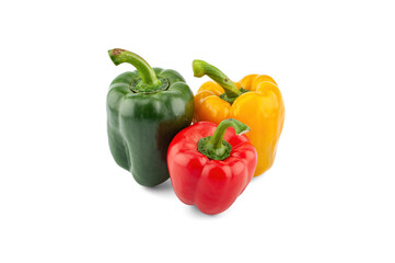Three bell peppers isolated on white background.