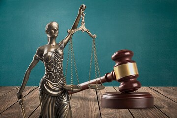 Wooden judge gavel, justice concept