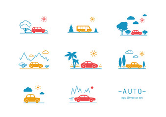 Car - vector icons set on white background.