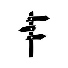 Doodle road sign isolated on white. Stencil arrow. Vector stock illustration. EPS 10