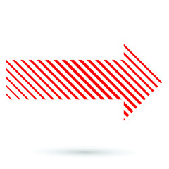 Linear Red striped arrow for your Design . Vector 