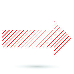 Linear Red striped arrow for your Design . Vector 