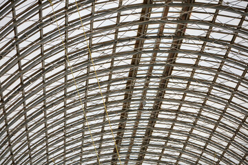 Glass-metal roof of the building of trade center